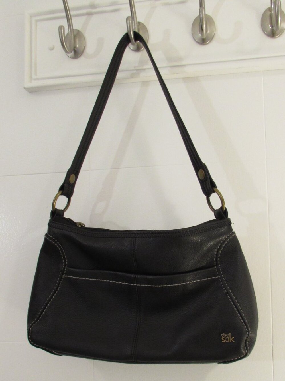 The Sak Black Leather Shoulder Bag 14"x8"x4"